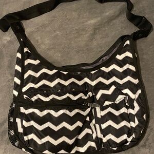 Thirty-One Black and White Chevron Shoulder Bag